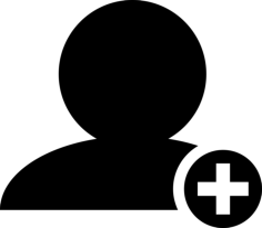 Add People Interface Symbol Of Black Person Close Up With Plus Sign In Small Circle Stencil Svg Vector, Free Vectors File